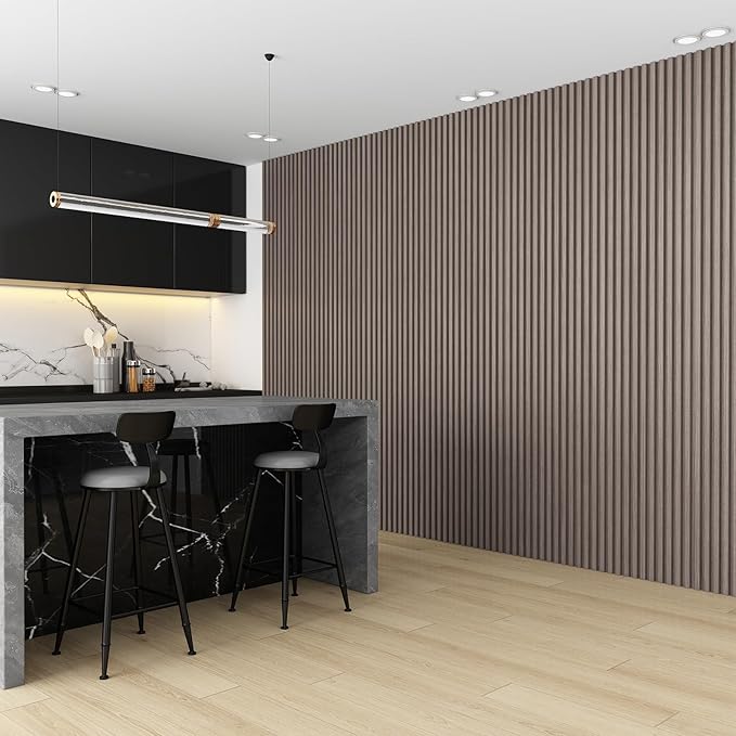 8-Pack WPC Wall Panels 118’’ x 6.1’’ 3D Slat Wall Panel Acoustic Wall Paneling