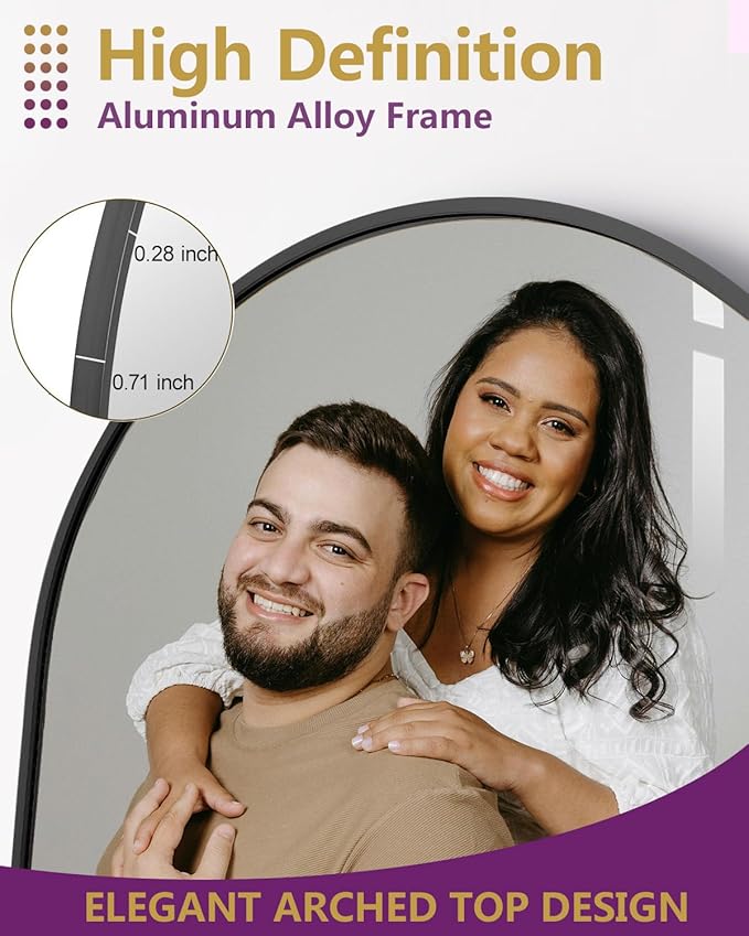 DMWOODFL 71"x26" Arched Full-Length Mirror