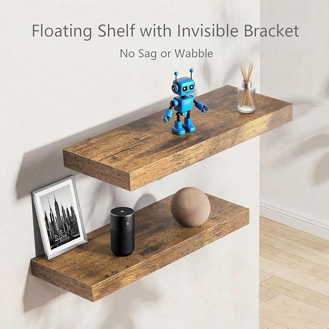 Vervida® Floating Shelves, 47.2 inch Wall Mounted Rustic Wood Shelves