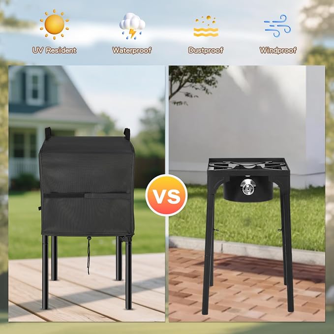 Stove Cover for VIVOHOME Single Burner Propane Gas Stove, 16inch Outdoor Stove Covers Waterproof Heavy Duty for Camping Cooking Stoves-16 L x 16" W x 16" H