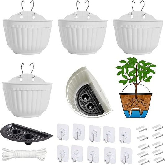 5 Pack Resin Wall Hanging Planter Pot Vertical Garden Living Wall Mount Window