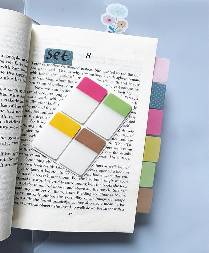 ELII 900 PCS 1 Inch Sticky Index Tabs Book Tabs,Writable and Repositionable File Tabs Flags Colored Page Markers Labels for Reading Notes, 41 Sets