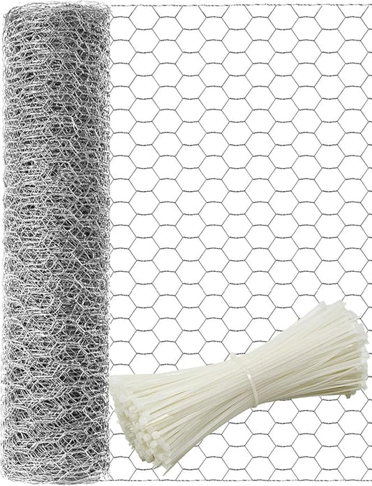 TOYPOPOR Chicken Wire 16'' x 190''/16ft(40cm x 5m), Outdoor Anti-Rust Hexagonal Galvanized Chicken Wire Mesh Fencing to Protect Gardening Plants Vegetables Flowers Fruits from Dogs Rabbits Squirrels