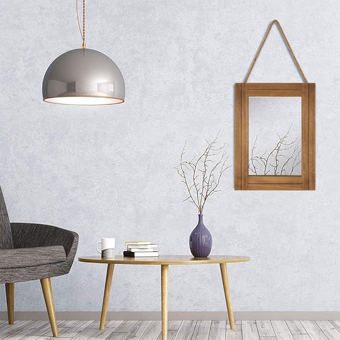 Rectangle Wall Mirror for Bathroom, Distressed White Wood Decor