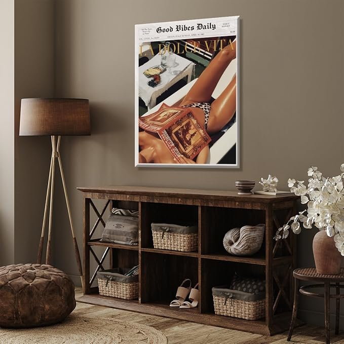 Trendy Newspaper Posters Vintage Good Vibes Daily Wall Art 60s La Dolce Vita