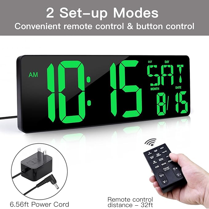 XREXS Large Digital Wall Clock