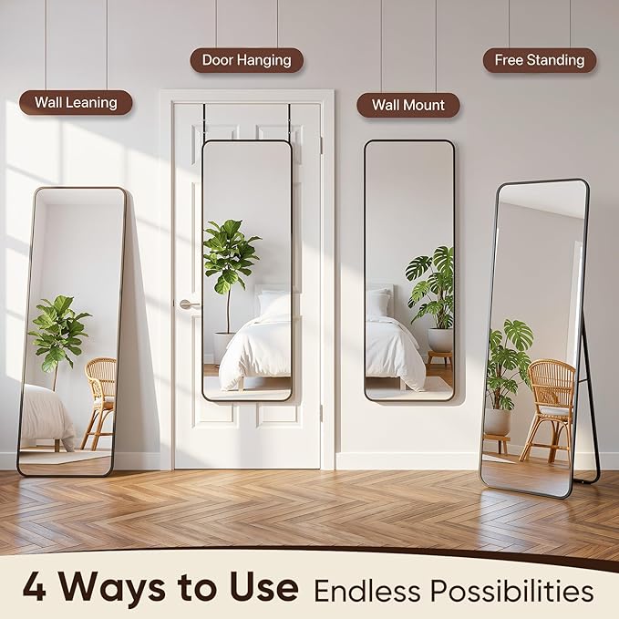 Antok 48"x14" Over the Door Mirror, Full Length Mirror Door Hanging