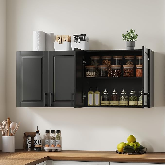 ChooChoo Laundry Room Cabinets, 4 Doors Wall Mounted Storage Cabinet, Kitchen