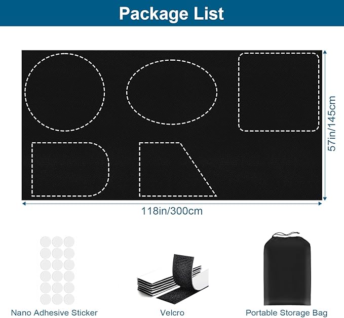100% Blackout Curtains for Bedroom, Portable DIY Window Blinds, No Drill Window