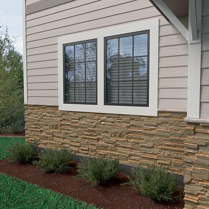 EverStone Cascade Faux Stone Panel, 48 5/8"W x 24 3/4"H x 1 1/4"D, Iron Mill