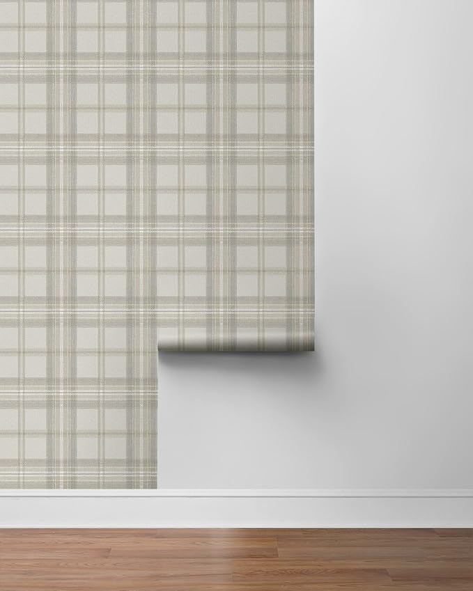 NextWall Harry & Grace Herringbone Plaid Premium Matte Non-Woven Peel and Stick