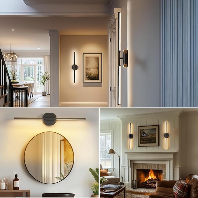 Battery Operated Wall Sconce Set of Two, Wireless Wall Sconces USB Rechargeable