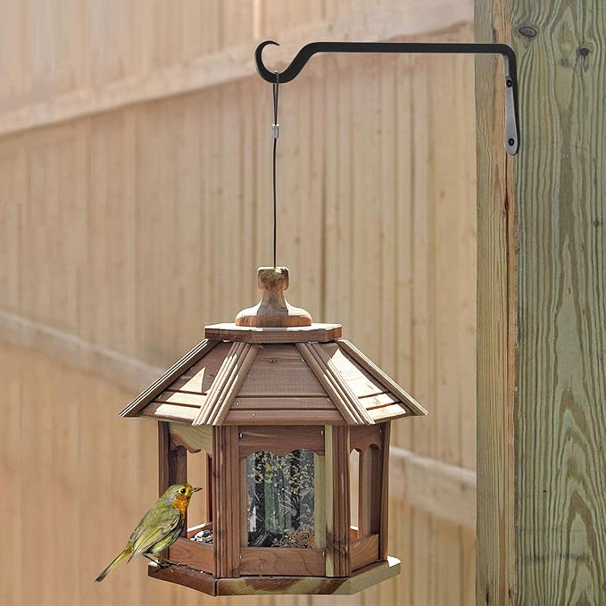 AILIN YELOKIE 12" Plant Hangers 6-Pack - Heavy Duty Rust-Resistant Steel Hooks for Bird Feeders, Indoor/Outdoor Plants & Wall Decor, Black