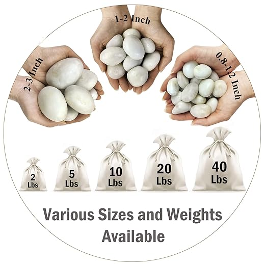 FANTIAN 40 lbs White River Rocks for Landscaping, 1-2 Inch Polished Pebbles for Indoor Plants, Decorative White Stones for Plants, Vase, Aquarium, Fish Tank and Garden
