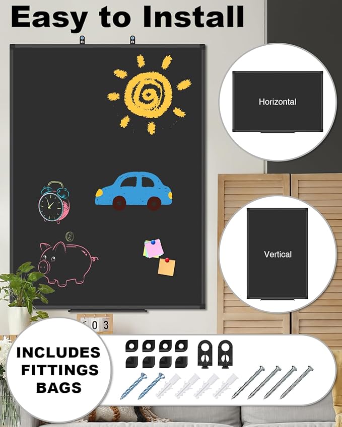 XBoard Magnetic Chalkboard 48 x 31 inch Chalk Board/Black Board, Display
