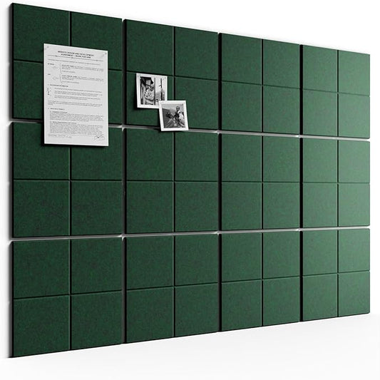 Bumusty Large Felt Bulletin Board, 30 Push Pins, 70 Adhesive Tabs, Pine Green