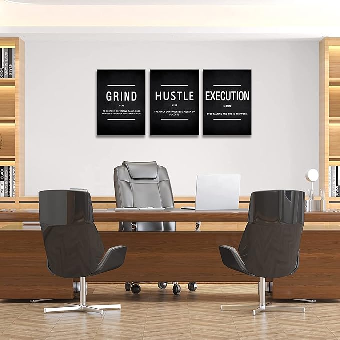 KAWAHONE Canvas Painting Wall Art, Grind Hustle Execution Motivational Wall Art