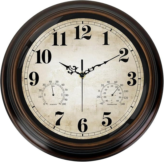 Vintage Wall Clock 16 Inch Quartz Silent Non-Ticking Analog Clock