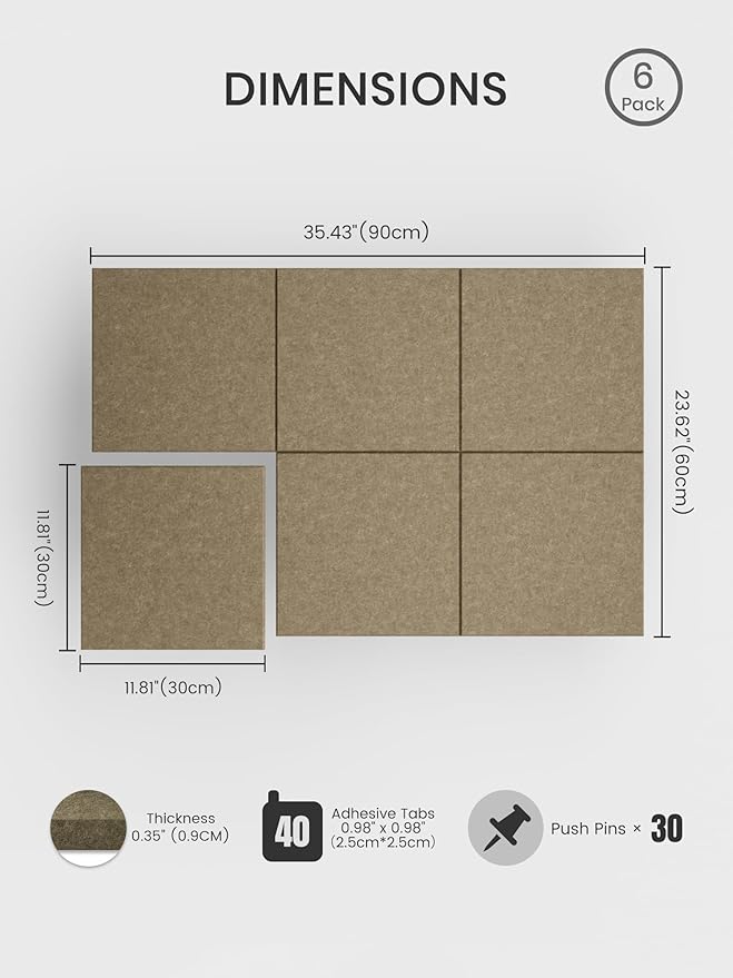 Bumusty Large Cork Board 36" x 24" Alternative