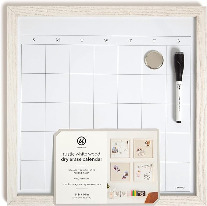 U Brands Rustic Monthly Dry Erase Board