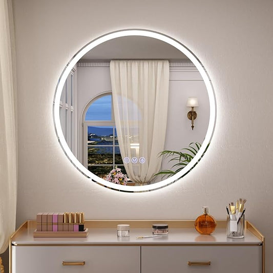 BEAUTYPEAK 40x40 LED Round Bathroom Mirror