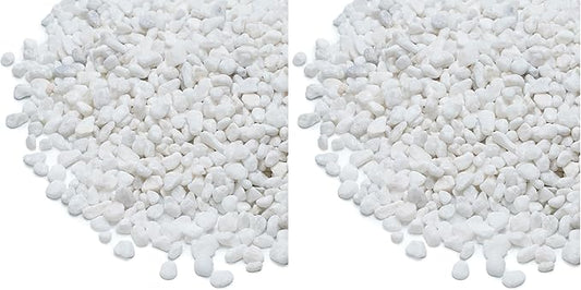 Mr. Fireglass 10 lbs White Pebbles,1/5" Natural Decorative River Rocks Aquarium Gravel for Indoor Plants, Vases, Succulents and Outdoor Garden Landscaping (Pack of 2)