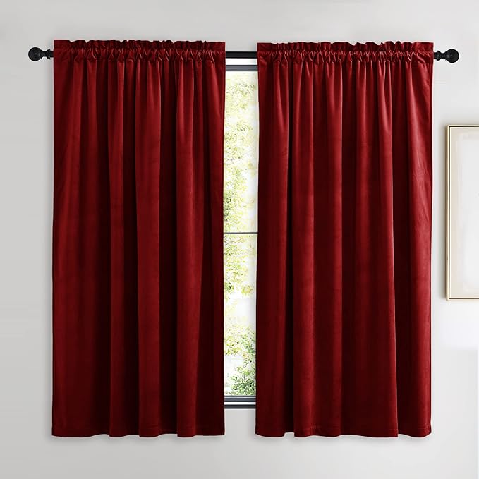 NICETOWN Christmas Red Velvet Curtains and Drapes