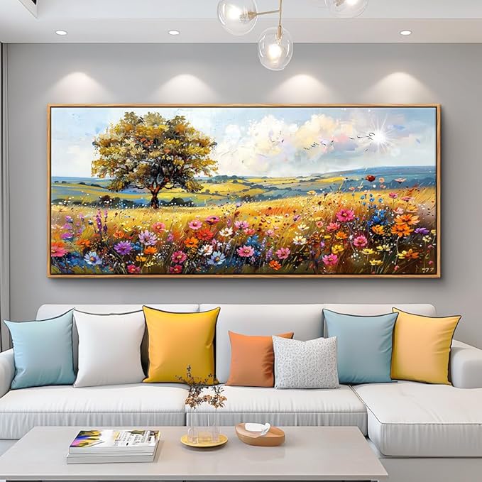 hyidecorart Large Framed Wall Art, Spring Landscape Wall Art, Nature Tree