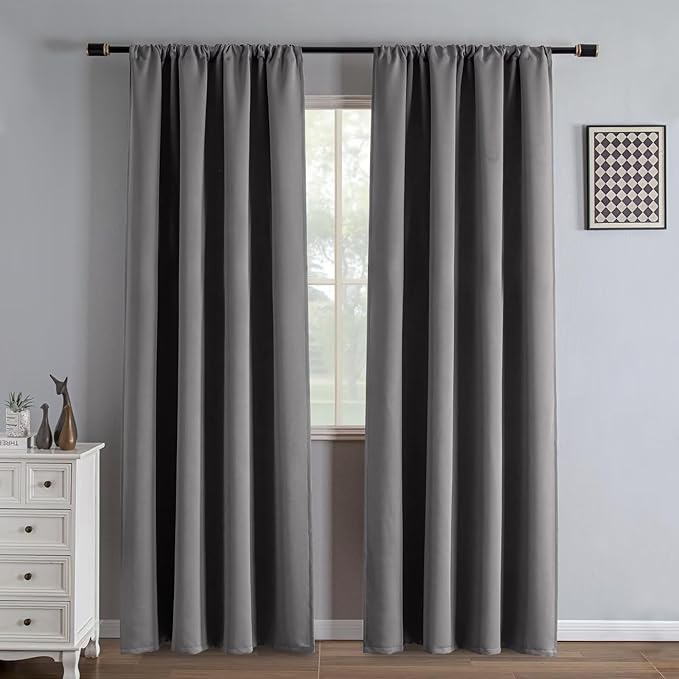 IGEMAEVE Blackout Curtains 84 Inch Length 2 Panels Set, Rod Pocket Energy