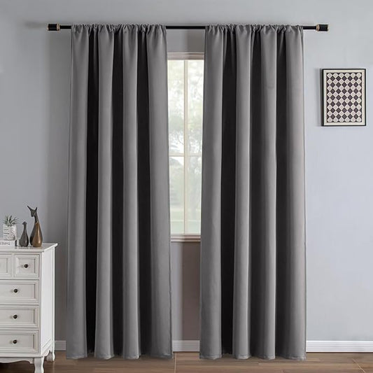 IGEMAEVE Blackout Curtains 84 Inch Length 2 Panels Set, Rod Pocket Energy