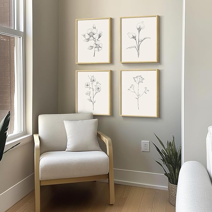 Framed Botanical Wall Art for Bathroom
