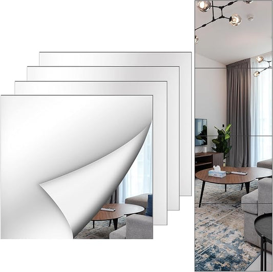 Shiftshade Mirror Wall Full Length, 12X14 Inch Unbreakable Mirror Tiles