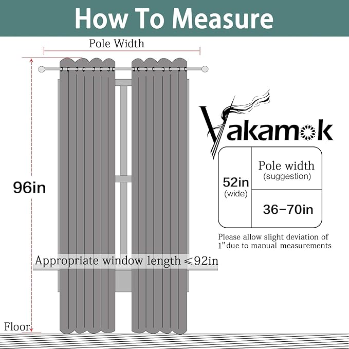 Yakamok 100% Blackout Curtains Thermal Insulated Curtain Panels