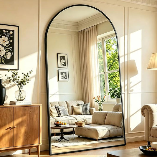 DMWOODFL 46"x90" Extra Large Arched Full Length Black Mirror