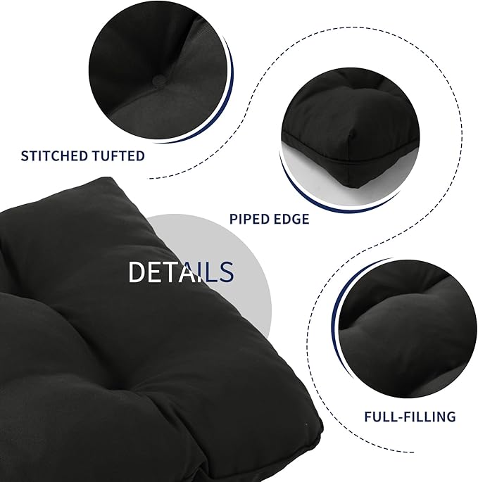 IPYNBAP Outdoor Bench Cushion, 59x18x5 Inch, Waterproof Bench Cushion for Outdoor/Indoor Furniture, Tufted Patio Bench Seat Cushion, Fade Resistant Outdoor Cushions for Porch Swing Couch, Black