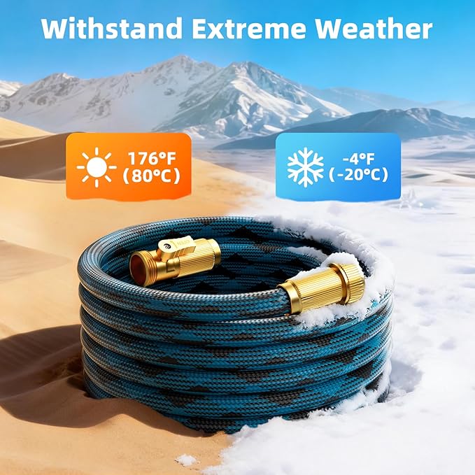 Garden Hose, Non-Expandable Water Hose 100ft, Flexible, Kink & Leak Proof Water Pipe with 10-Function Spray Nozzle, Lightweight Outdoor Hose for Yard, Lawn, Car Wash, RV and Home Use