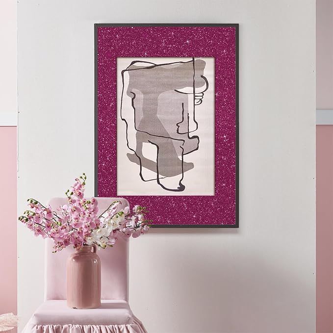 CRE8TIVE Deep Pink Glitter Wallpaper Border Peel and Stick Wall Border Stickers