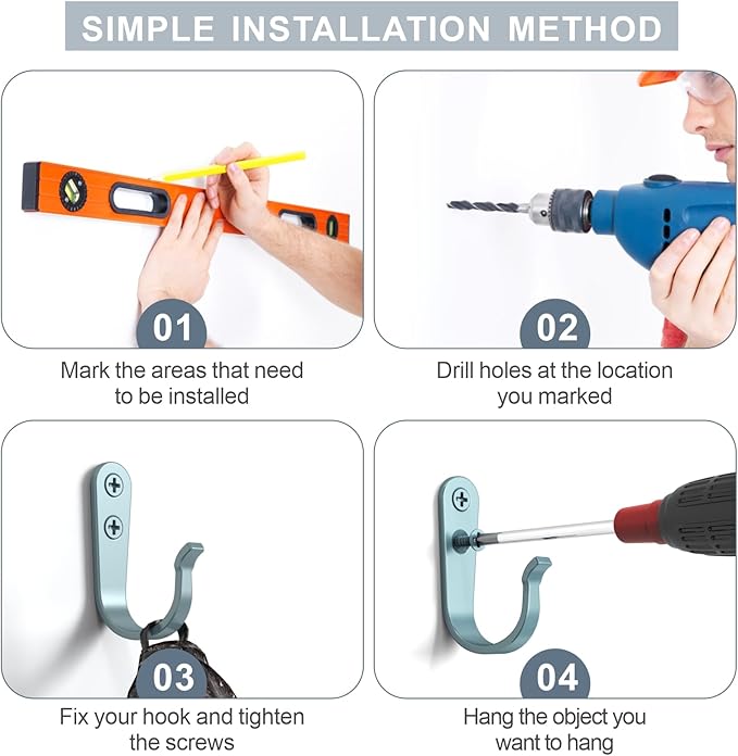 BREYDROK 20PCS Heavy Duty Metal Wall Hooks, Coat Hooks