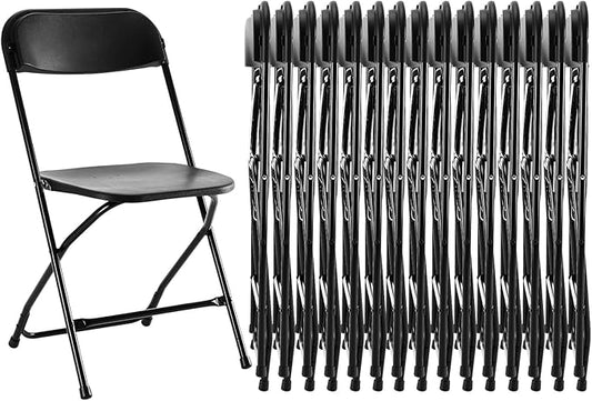 Sweetcrispy Folding Chair 16 Pack, Plastic Foldable Chairs with 330-Pound Capacity, Sturdy Metal Portable Chair, Easy to Use and Store, Outdoor and Indoor, for Home, Office, Party, Comfy, Black