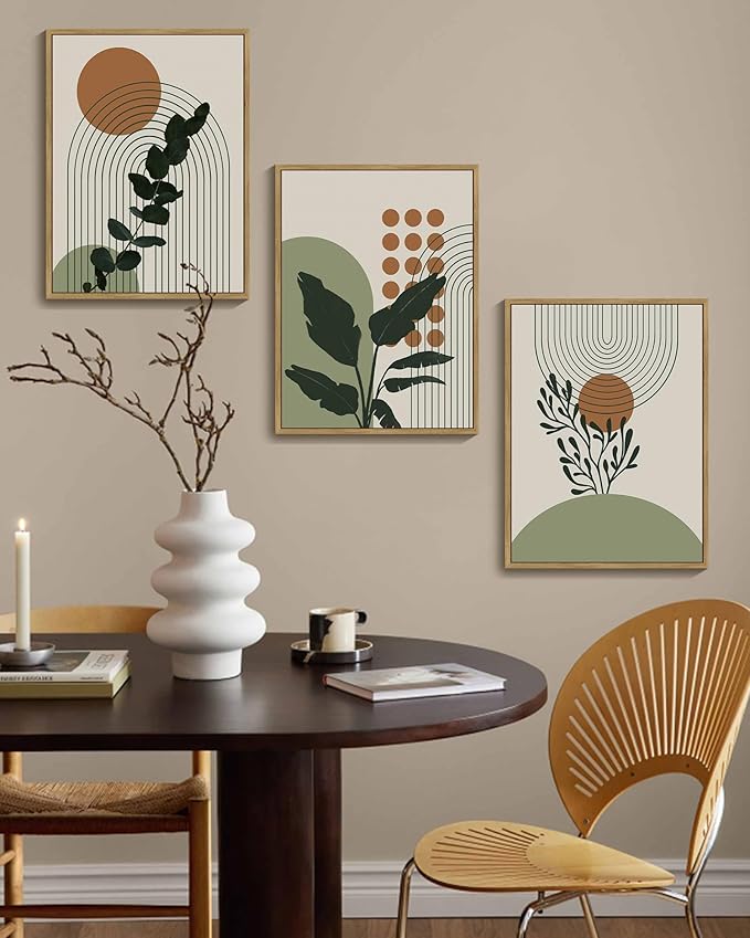 PHOPAGO Boho Plant Wall Art Green Botanical Bohemain Framed Wall Printing