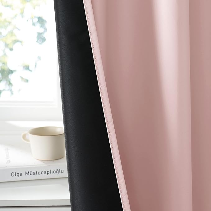 RYB HOME 100% Blackout Basement Curtains 36 inches Long, Heat & UV Blocking