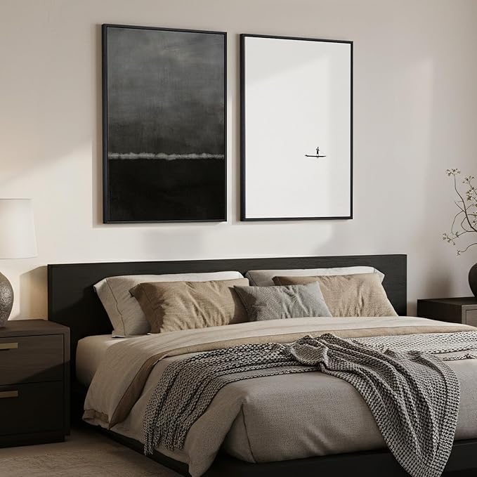 Framed Black and White Abstract Wall Art