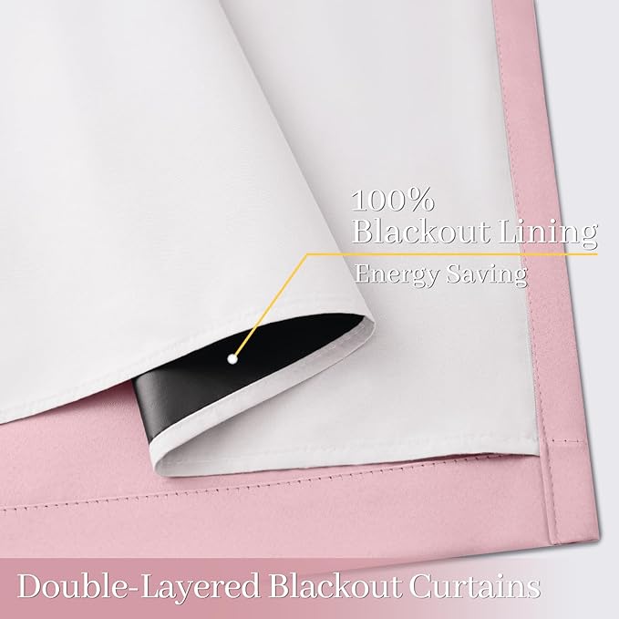 Yakamok 100% Blackout Curtain Panels 63 inches Cold and Light Blocking Drapes