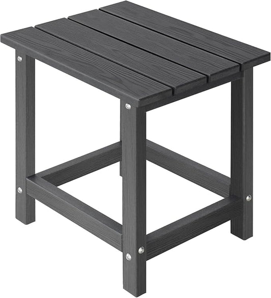 LZRS HDPE Adirondack Side Table - Small Outdoor Table for Patio, Deck, Garden & Poolside,Eco-Friendly,Sturdy and Easy Assemble, Grey