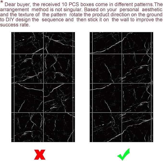 Chejiaye 10pcs Marble Peel and Stick Backsplash Waterproof Washroom Wall Panels