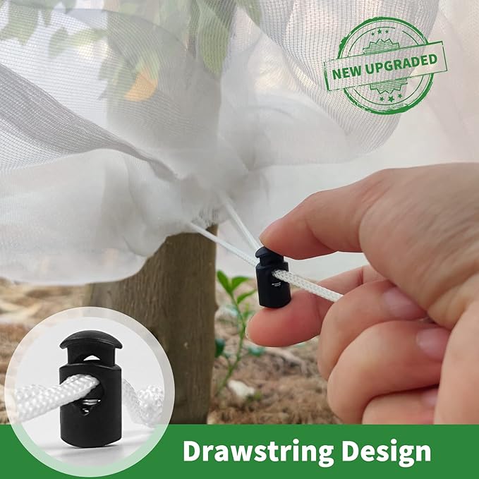 Evoio 4 Pcs Garden Plant Fruit Tree Bird Netting Protection Blueberry Bushes Netting Covers Bags with Drawstring, 4 x 4.6 ft Shrubs Bush Tomato Strawberry Berry Barrier Mesh Cover Net Protector