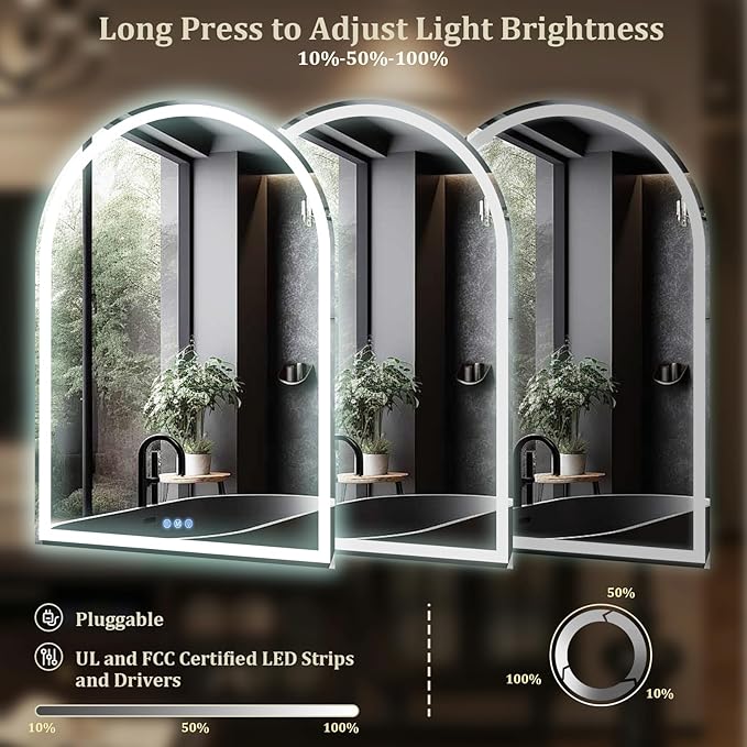 BEAUTYPEAK LED Arch Bathroom Mirrors