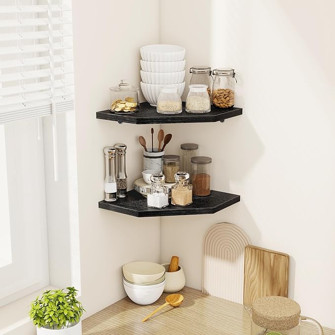 Corner Shelves 4-Pack for Bathroom & Kitchen, Space-Saving Floating Corner Wall