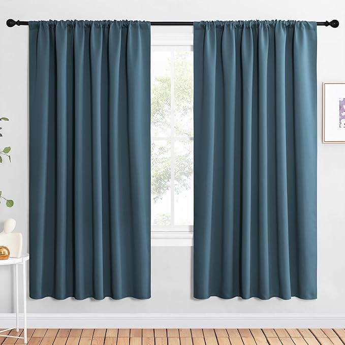 NICETOWN 2 Panels Blackout Curtains, Rod Pocket Window Curtains Room Darkning