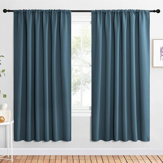 NICETOWN 2 Panels Blackout Curtains, Rod Pocket Window Curtains Room Darkning